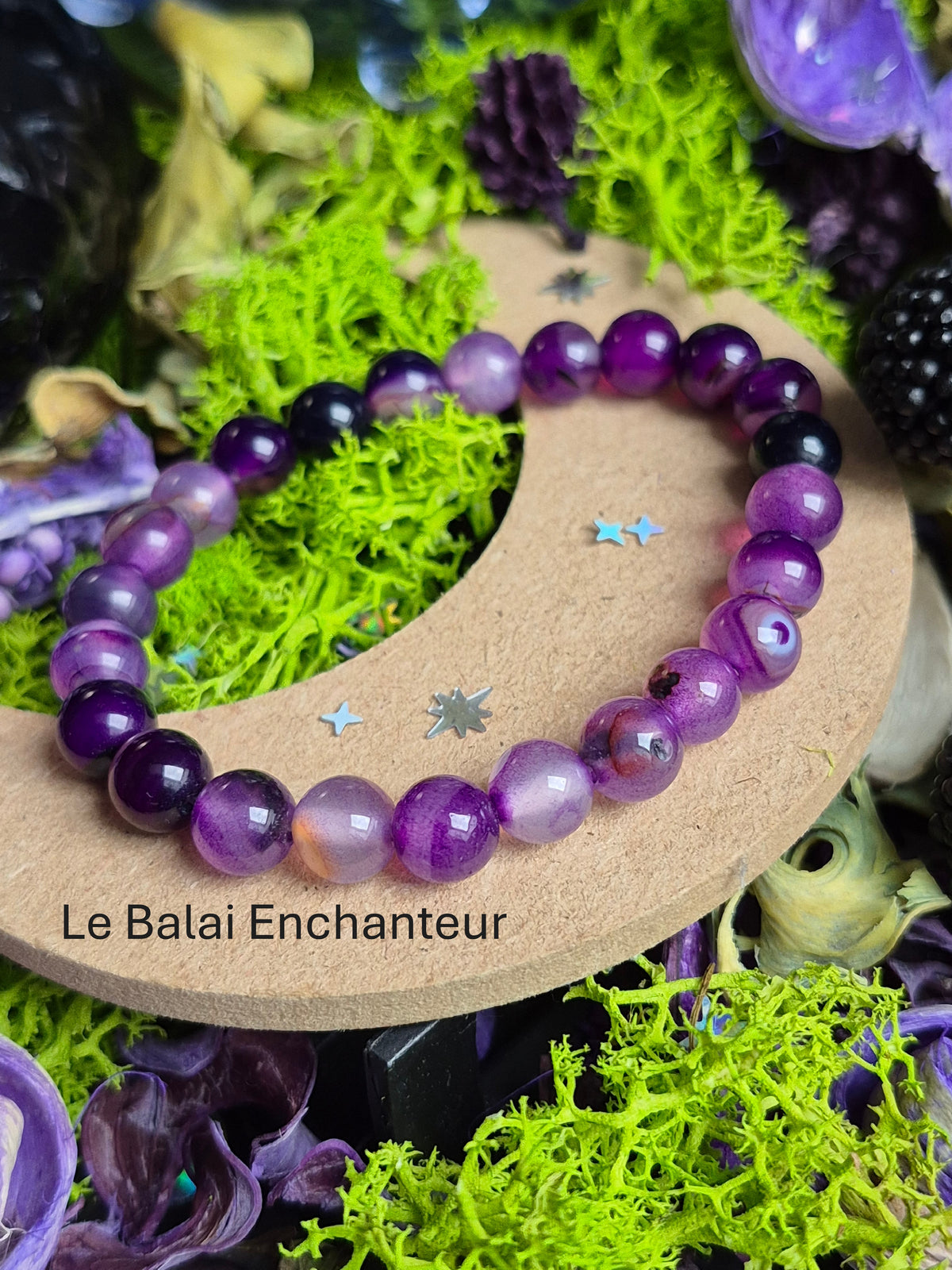 Bracelet élastique – Agate Violette - taille 08 mm