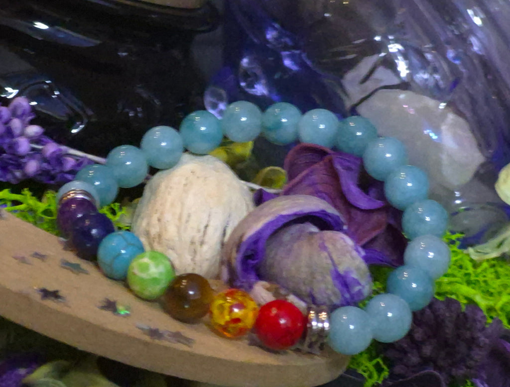 Bracelet élastique – Amazonite 7 chakras - taille 08 mm