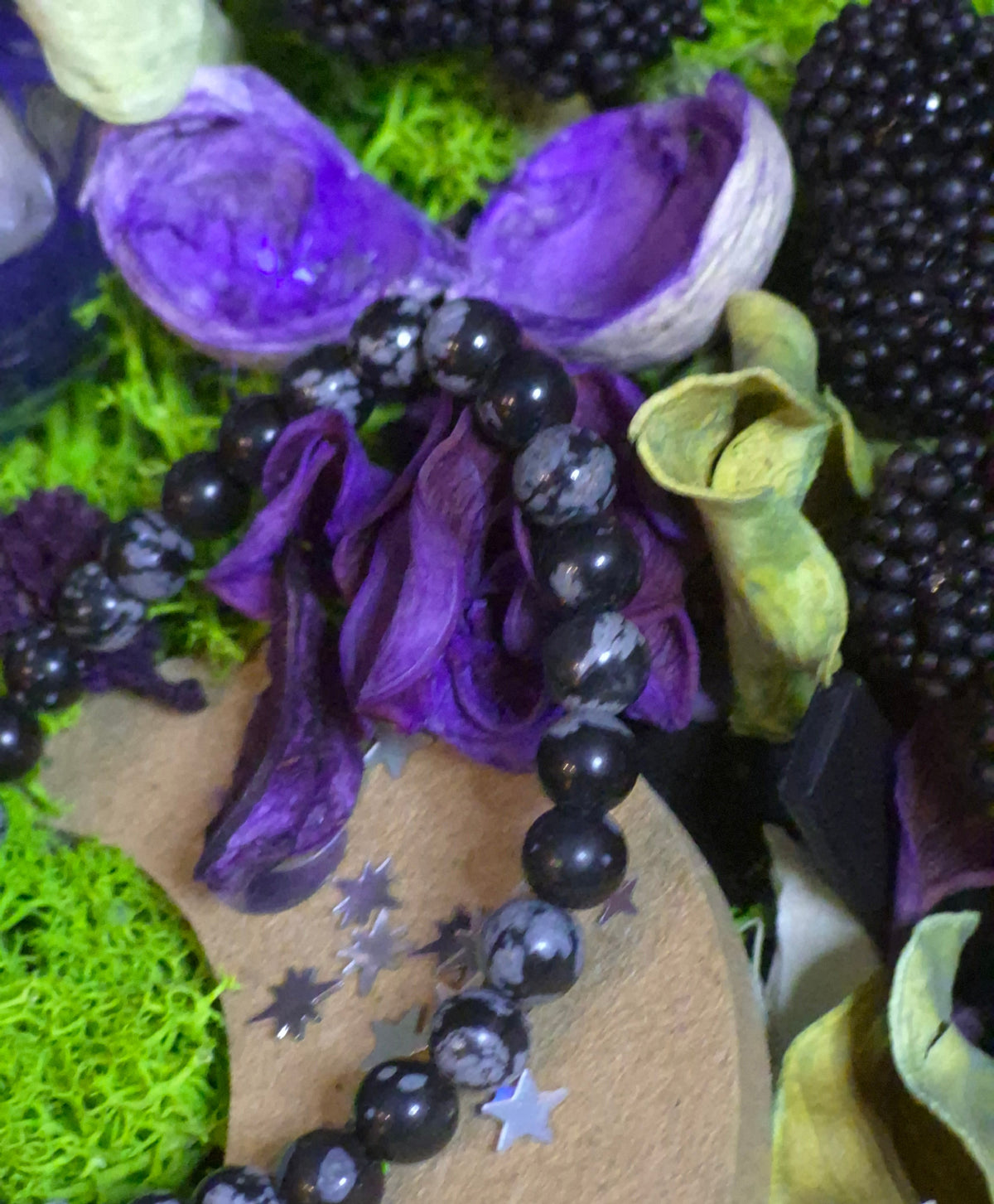 Bracelet élastique – Obsidienne Flocon Neige - taille 06 mm