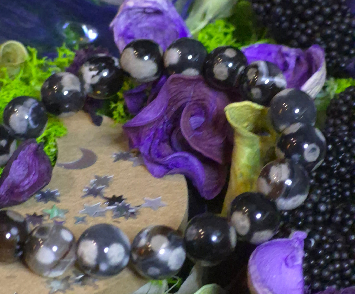 Bracelet élastique – Agate de Feu Noir - taille 10 mm