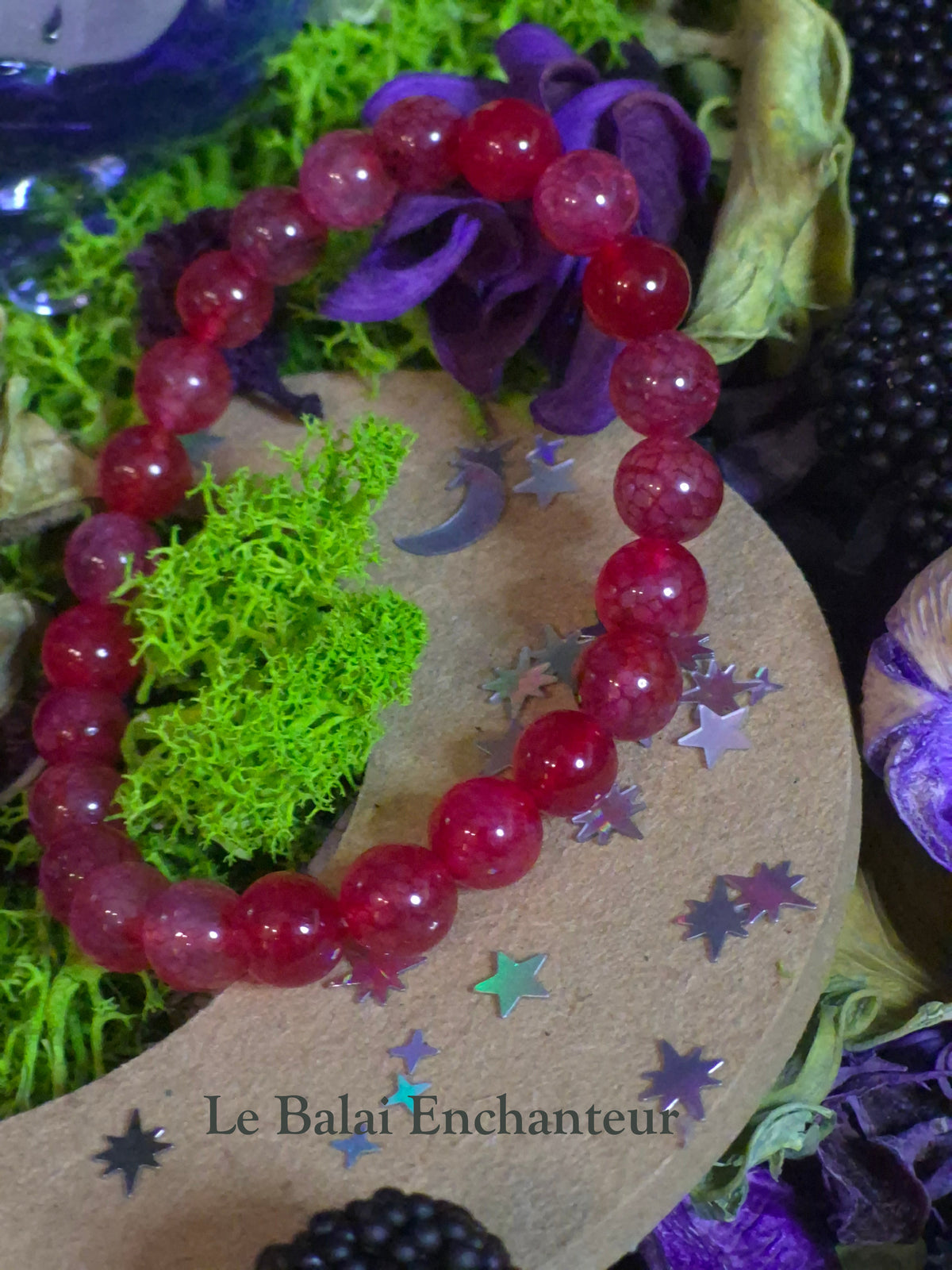 Bracelet élastique - Agate Dragon "Framboise" - taille 08 mm