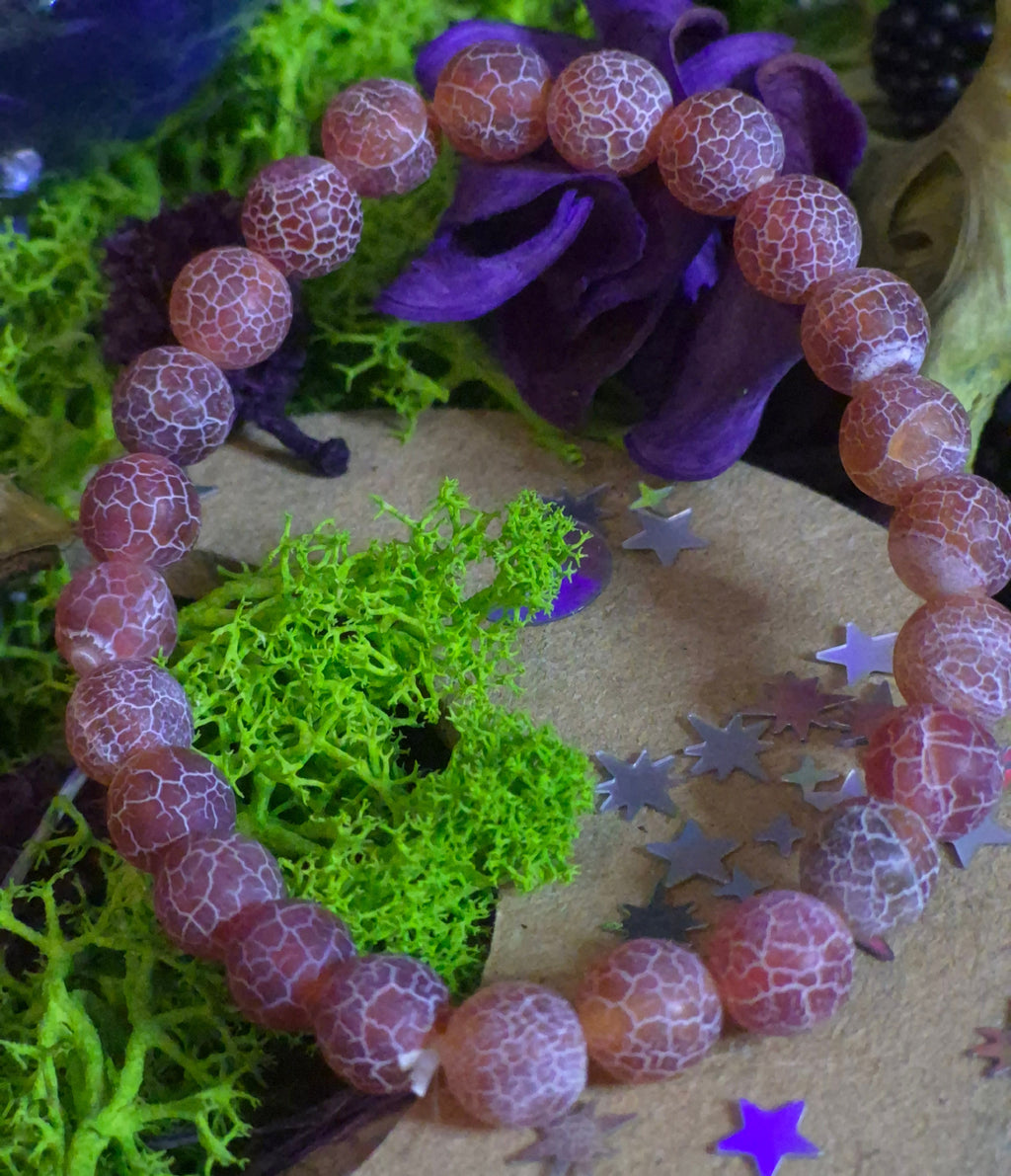 Bracelet élastique - Agate Dragon (rouge mat) - taille 08 mm