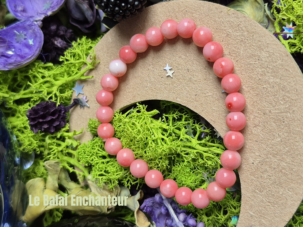 Bracelet élastique – Corail Rose - taille  08 mm
