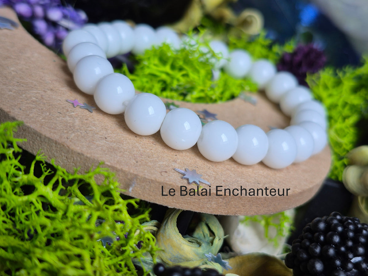 Bracelet élastique – Gri-Gri Blanc  - taille  08 mm