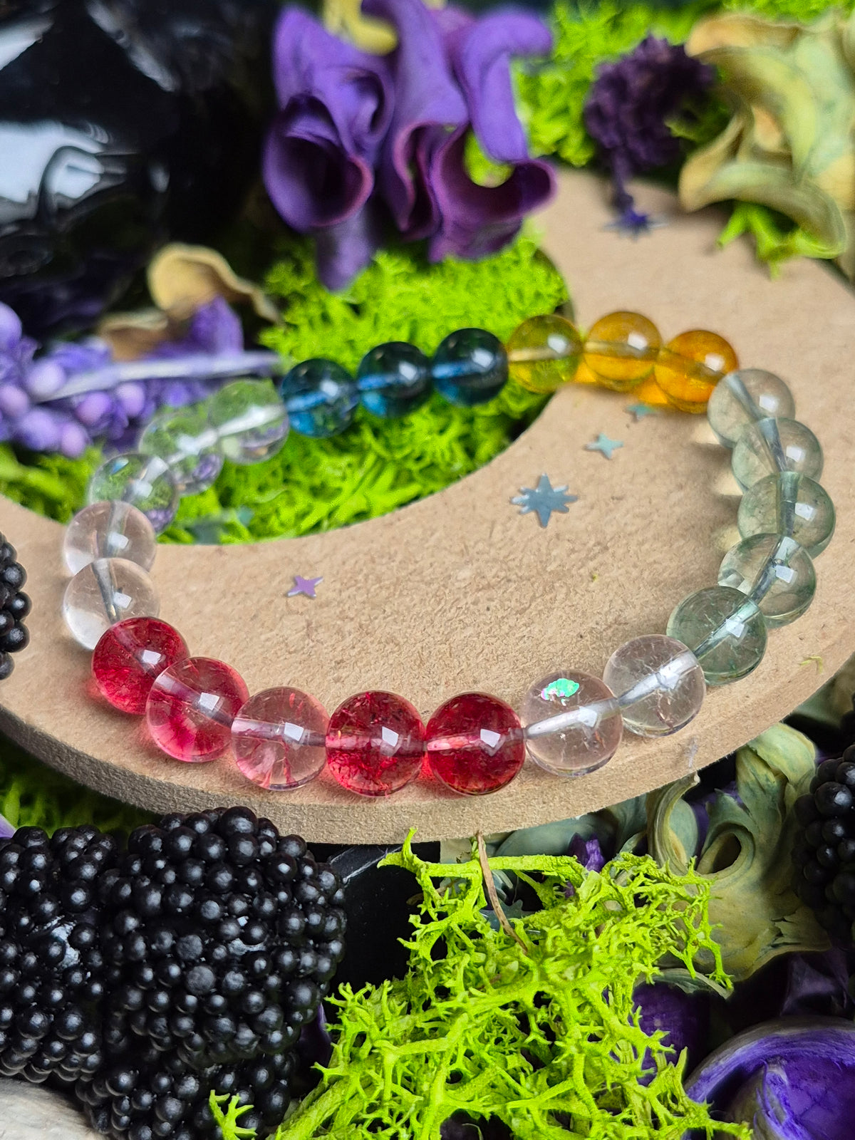 Bracelet élastique – Quartz Clair – 7 Chakras  - taille  08 mm