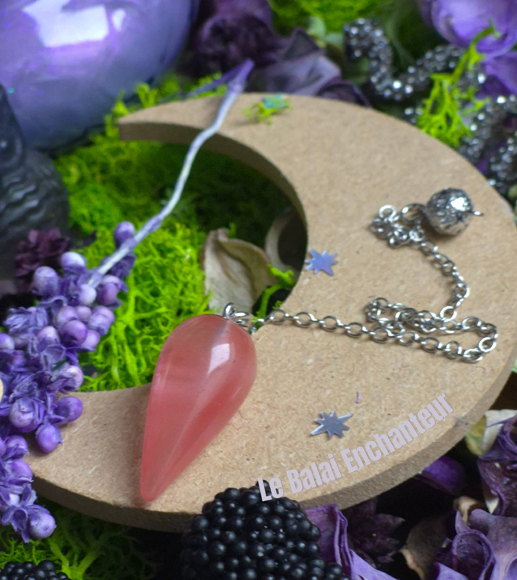 Pendule Divinatoire (goutte d'eau) Quartz Fraise