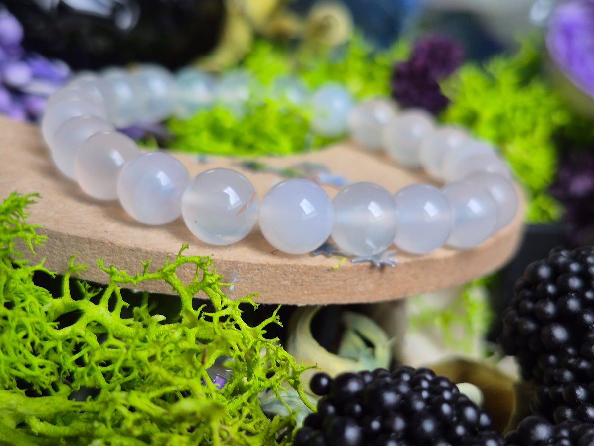 Bracelet élastique – 🌙 Quartz Blanc - taille  08 mm