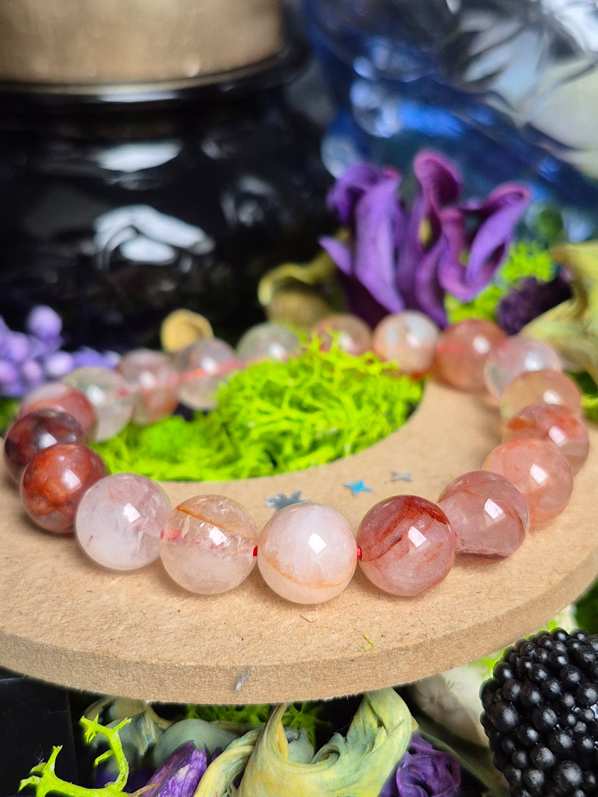 Bracelet élastique – Quartz Hématoïde Rouge- taille 10/12 mm