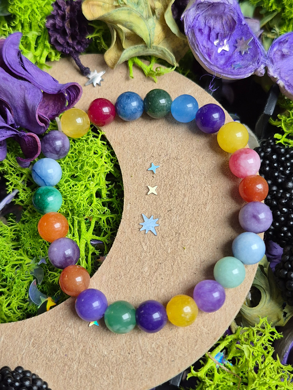 Bracelet élastique – Quartz arc-en-ciel 🌈 - taille  08 mm