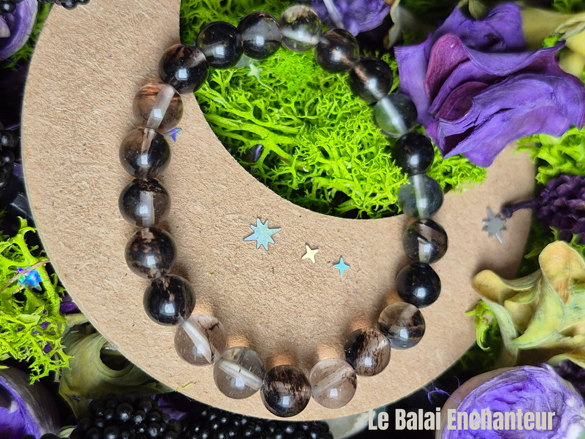 Bracelet élastique – Quartz Fumé - taille  08 mm
